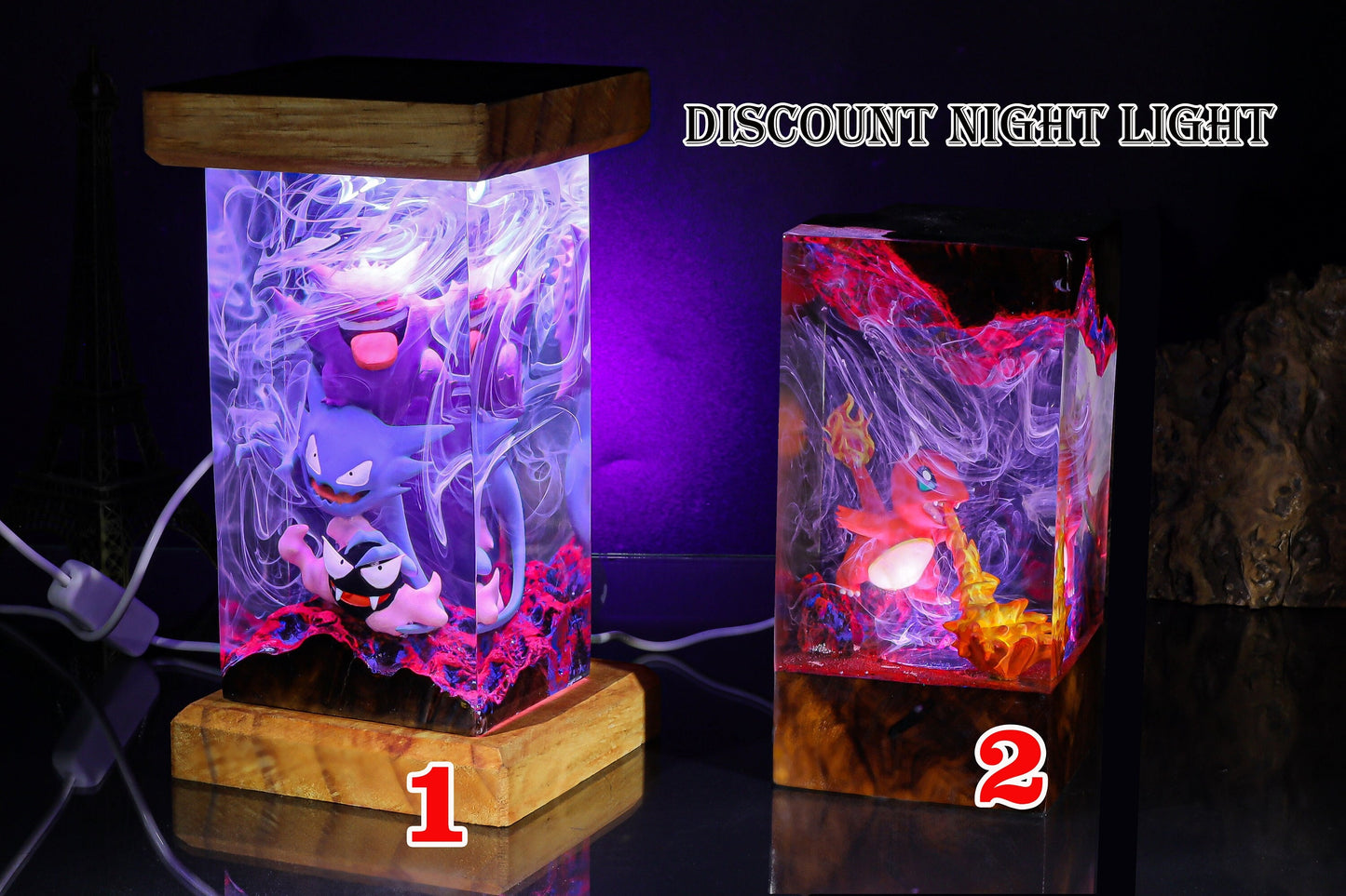 CLEARANCE Night Light, Custom Anime Night Lamp, Epoxy Resin Lamp, Handmade Resin & Wood Lamp, Custom Night Light, Handcrafted Gift