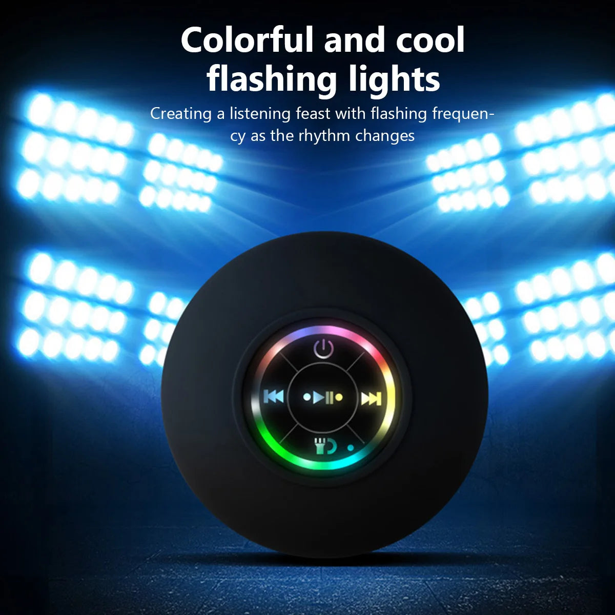 AquaBeat Mini: Waterproof LED Bluetooth Speaker with Powerful Sound & Suction Cup Mount